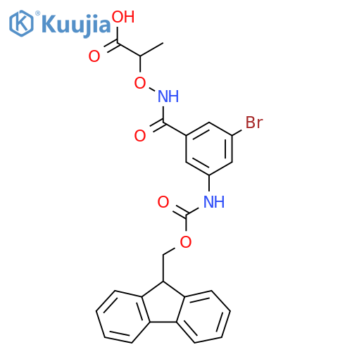 2-({3-bromo-5-({(9H-fluoren-9-yl)methoxycarbonyl}amino)phenylformamido}oxy)propanoic acid structure