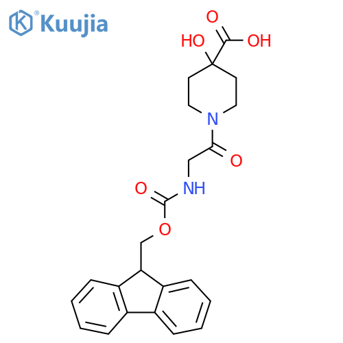 1-2-({(9H-fluoren-9-yl)methoxycarbonyl}amino)acetyl-4-hydroxypiperidine-4-carboxylic acid structure
