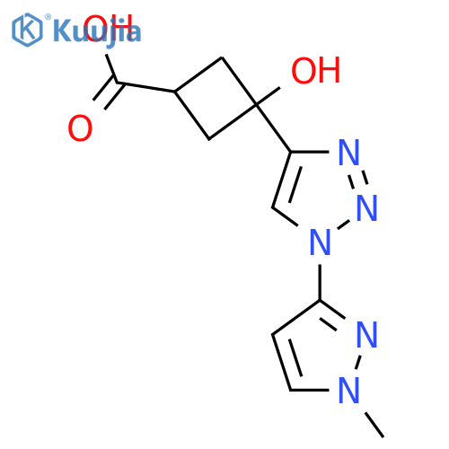 3-hydroxy-3-1-(1-methyl-1H-pyrazol-3-yl)-1H-1,2,3-triazol-4-ylcyclobutane-1-carboxylic acid structure