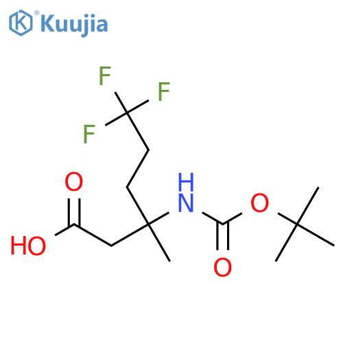 3-{(tert-butoxy)carbonylamino}-6,6,6-trifluoro-3-methylhexanoic acid structure