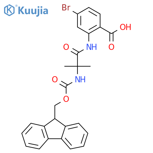 4-bromo-2-2-({(9H-fluoren-9-yl)methoxycarbonyl}amino)-2-methylpropanamidobenzoic acid structure