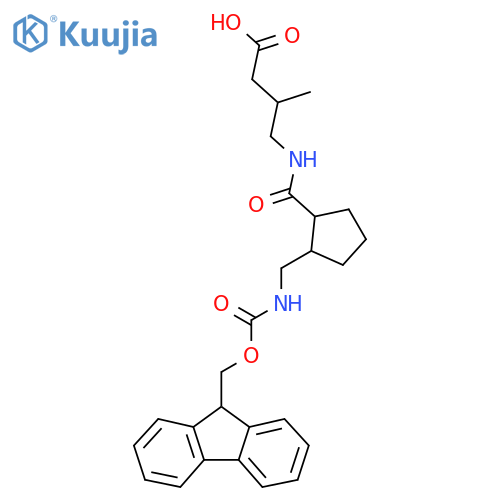4-({2-({(9H-fluoren-9-yl)methoxycarbonyl}amino)methylcyclopentyl}formamido)-3-methylbutanoic acid structure