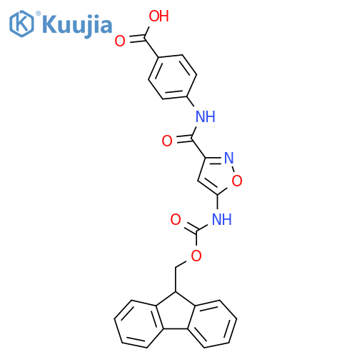 4-[5-({[(9H-fluoren-9-yl)methoxy]carbonyl}amino)-1,2-oxazole-3-amido]benzoic acid structure