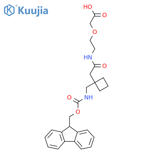 2-2-(2-{1-({(9H-fluoren-9-yl)methoxycarbonyl}amino)methylcyclobutyl}acetamido)ethoxyacetic acid structure