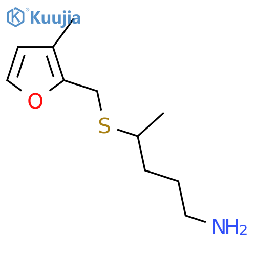 4-{(3-methylfuran-2-yl)methylsulfanyl}pentan-1-amine structure