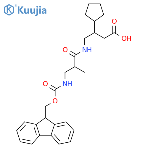 3-cyclopentyl-4-3-({(9H-fluoren-9-yl)methoxycarbonyl}amino)-2-methylpropanamidobutanoic acid structure