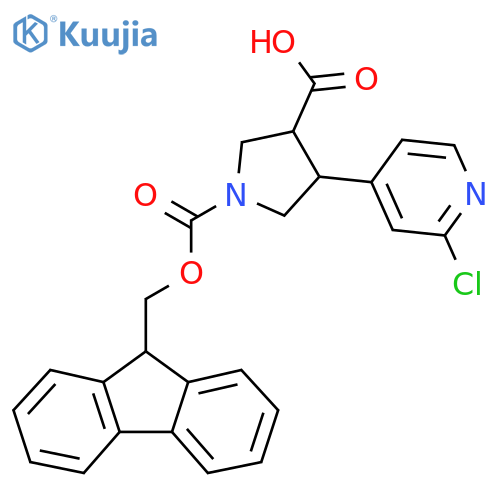 4-(2-chloropyridin-4-yl)-1-{(9H-fluoren-9-yl)methoxycarbonyl}pyrrolidine-3-carboxylic acid structure