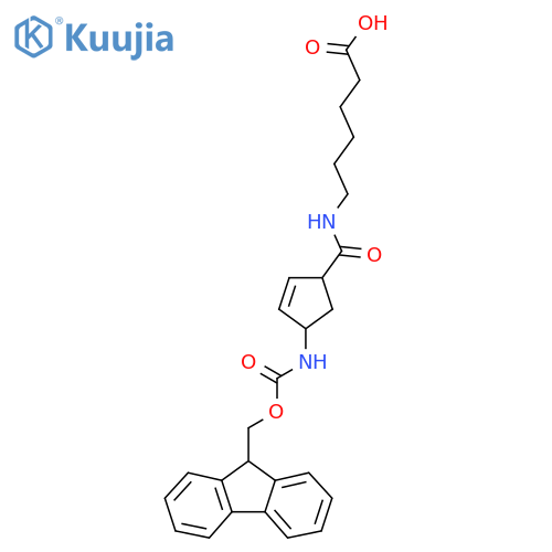 6-{4-({(9H-fluoren-9-yl)methoxycarbonyl}amino)cyclopent-2-en-1-ylformamido}hexanoic acid structure