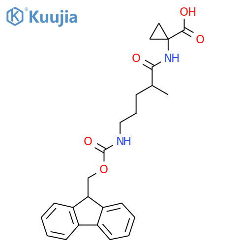 1-5-({(9H-fluoren-9-yl)methoxycarbonyl}amino)-2-methylpentanamidocyclopropane-1-carboxylic acid structure