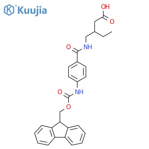 3-({4-({(9H-fluoren-9-yl)methoxycarbonyl}amino)phenylformamido}methyl)pentanoic acid structure