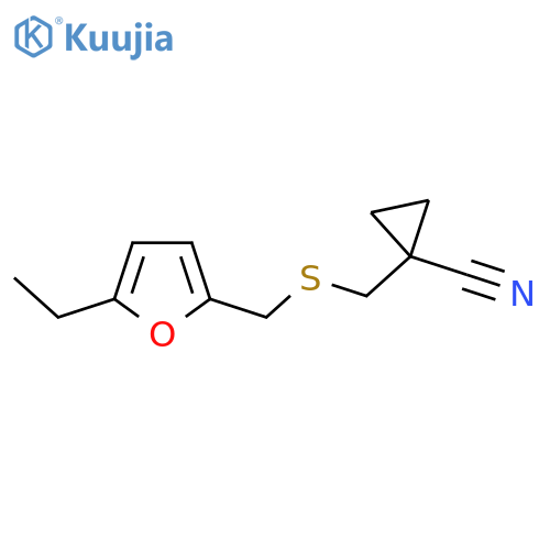 1-({(5-ethylfuran-2-yl)methylsulfanyl}methyl)cyclopropane-1-carbonitrile structure