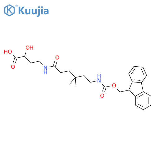 4-6-({(9H-fluoren-9-yl)methoxycarbonyl}amino)-4,4-dimethylhexanamido-2-hydroxybutanoic acid structure