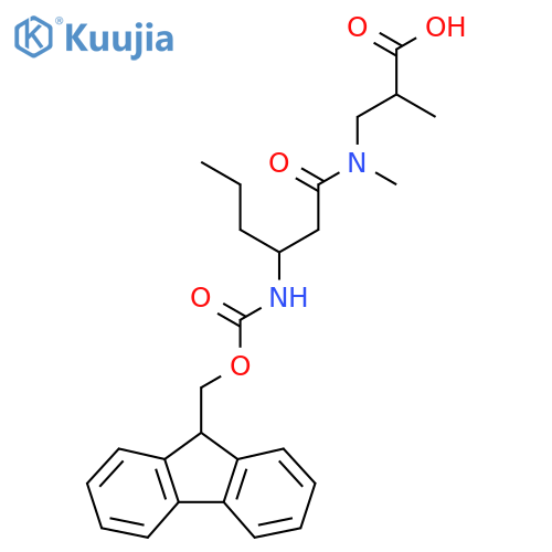 3-3-({(9H-fluoren-9-yl)methoxycarbonyl}amino)-N-methylhexanamido-2-methylpropanoic acid structure