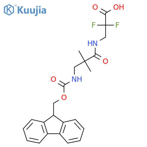 3-3-({(9H-fluoren-9-yl)methoxycarbonyl}amino)-2,2-dimethylpropanamido-2,2-difluoropropanoic acid structure