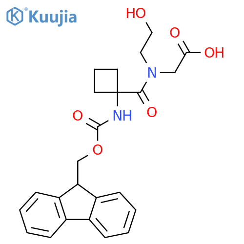 2-{1-1-({(9H-fluoren-9-yl)methoxycarbonyl}amino)cyclobutyl-N-(2-hydroxyethyl)formamido}acetic acid structure