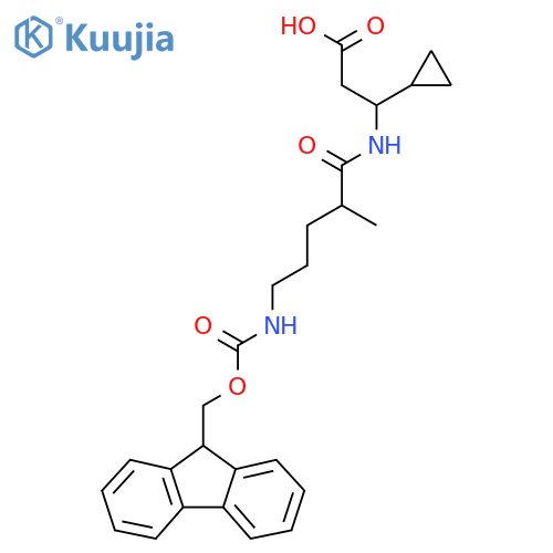 3-cyclopropyl-3-5-({(9H-fluoren-9-yl)methoxycarbonyl}amino)-2-methylpentanamidopropanoic acid structure