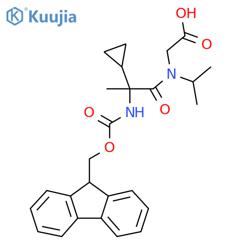 2-2-cyclopropyl-2-({(9H-fluoren-9-yl)methoxycarbonyl}amino)-N-(propan-2-yl)propanamidoacetic acid structure