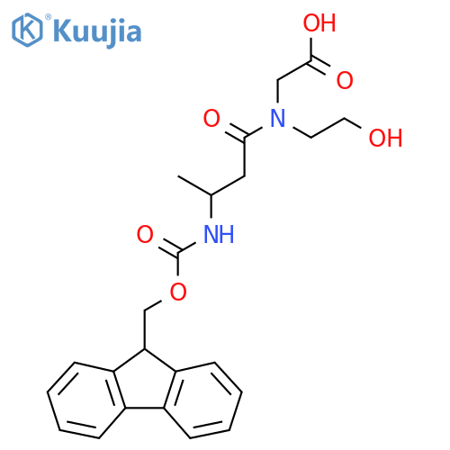 2-3-({(9H-fluoren-9-yl)methoxycarbonyl}amino)-N-(2-hydroxyethyl)butanamidoacetic acid structure