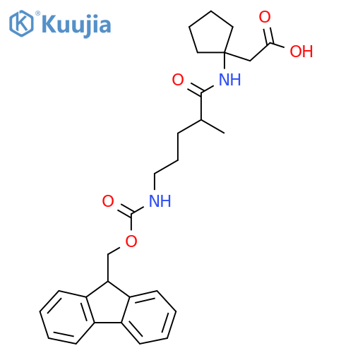2-{1-5-({(9H-fluoren-9-yl)methoxycarbonyl}amino)-2-methylpentanamidocyclopentyl}acetic acid structure