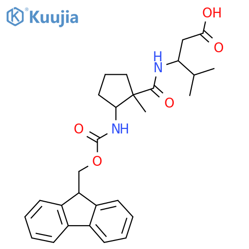 3-{2-({(9H-fluoren-9-yl)methoxycarbonyl}amino)-1-methylcyclopentylformamido}-4-methylpentanoic acid structure