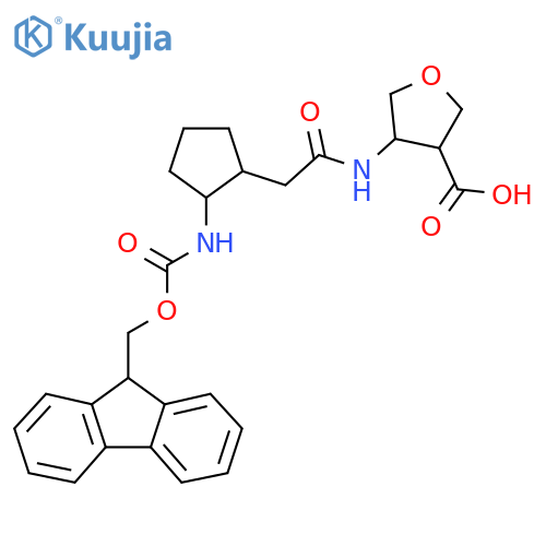 4-{2-2-({(9H-fluoren-9-yl)methoxycarbonyl}amino)cyclopentylacetamido}oxolane-3-carboxylic acid structure
