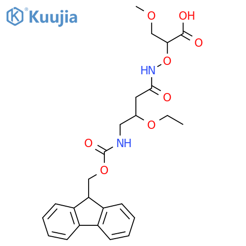 2-{3-ethoxy-4-({(9H-fluoren-9-yl)methoxycarbonyl}amino)butanamidooxy}-3-methoxypropanoic acid structure