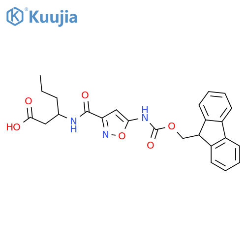 3-{5-({(9H-fluoren-9-yl)methoxycarbonyl}amino)-1,2-oxazol-3-ylformamido}hexanoic acid structure