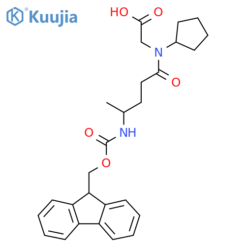 2-N-cyclopentyl-4-({(9H-fluoren-9-yl)methoxycarbonyl}amino)pentanamidoacetic acid structure