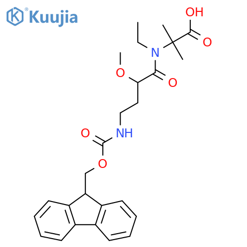 2-N-ethyl-4-({(9H-fluoren-9-yl)methoxycarbonyl}amino)-2-methoxybutanamido-2-methylpropanoic acid structure