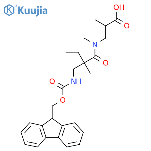 3-{2-({(9H-fluoren-9-yl)methoxycarbonyl}amino)methyl-N,2-dimethylbutanamido}-2-methylpropanoic acid structure