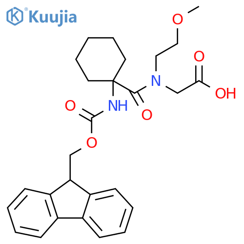 2-{1-1-({(9H-fluoren-9-yl)methoxycarbonyl}amino)cyclohexyl-N-(2-methoxyethyl)formamido}acetic acid structure