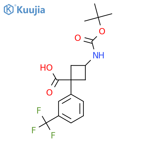 3-{(tert-butoxy)carbonylamino}-1-3-(trifluoromethyl)phenylcyclobutane-1-carboxylic acid structure