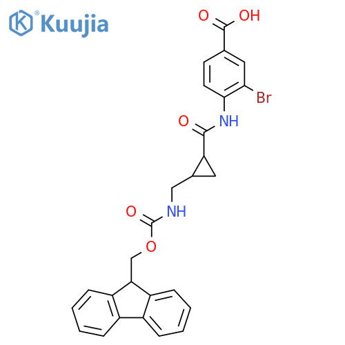 3-bromo-4-{2-({(9H-fluoren-9-yl)methoxycarbonyl}amino)methylcyclopropaneamido}benzoic acid structure