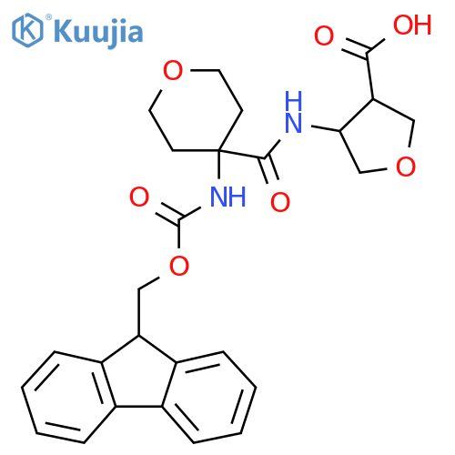 4-4-({(9H-fluoren-9-yl)methoxycarbonyl}amino)oxane-4-amidooxolane-3-carboxylic acid structure