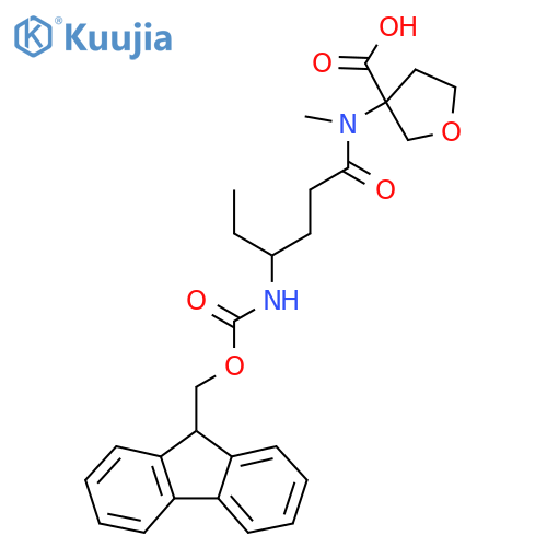 3-4-({(9H-fluoren-9-yl)methoxycarbonyl}amino)-N-methylhexanamidooxolane-3-carboxylic acid structure