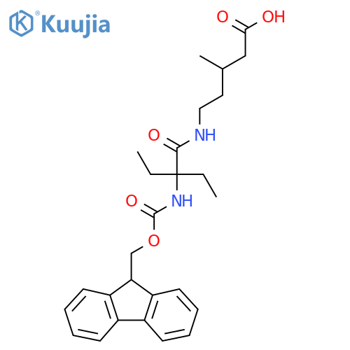 5-2-ethyl-2-({(9H-fluoren-9-yl)methoxycarbonyl}amino)butanamido-3-methylpentanoic acid structure