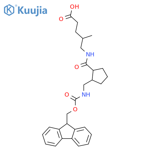 5-({2-({(9H-fluoren-9-yl)methoxycarbonyl}amino)methylcyclopentyl}formamido)-4-methylpentanoic acid structure