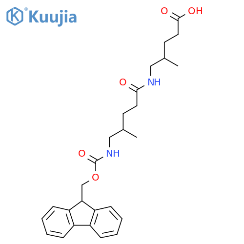 5-5-({(9H-fluoren-9-yl)methoxycarbonyl}amino)-4-methylpentanamido-4-methylpentanoic acid structure