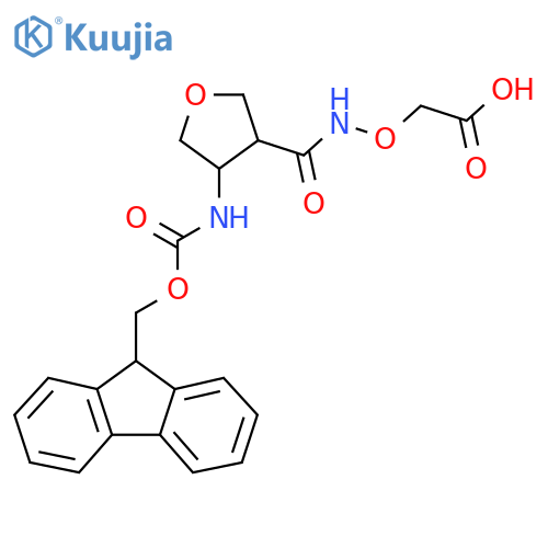 2-({4-({(9H-fluoren-9-yl)methoxycarbonyl}amino)oxolan-3-ylformamido}oxy)acetic acid structure