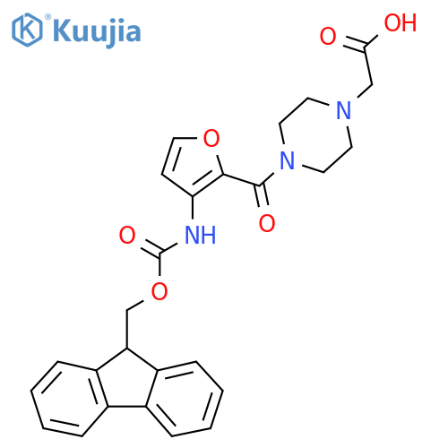 2-{4-3-({(9H-fluoren-9-yl)methoxycarbonyl}amino)furan-2-carbonylpiperazin-1-yl}acetic acid structure