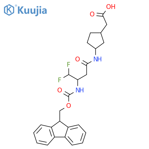2-{3-3-({(9H-fluoren-9-yl)methoxycarbonyl}amino)-4,4-difluorobutanamidocyclopentyl}acetic acid structure