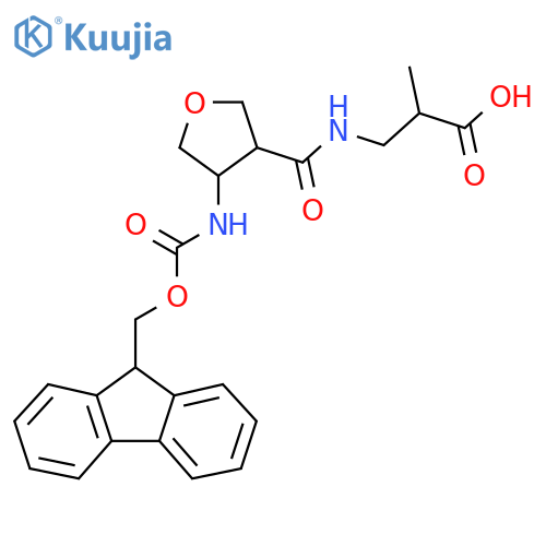 3-{4-({(9H-fluoren-9-yl)methoxycarbonyl}amino)oxolan-3-ylformamido}-2-methylpropanoic acid structure