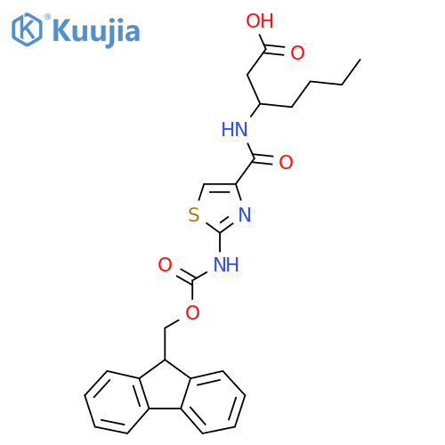 3-{2-({(9H-fluoren-9-yl)methoxycarbonyl}amino)-1,3-thiazol-4-ylformamido}heptanoic acid structure