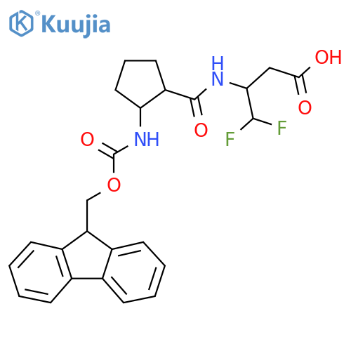 3-{2-({(9H-fluoren-9-yl)methoxycarbonyl}amino)cyclopentylformamido}-4,4-difluorobutanoic acid structure