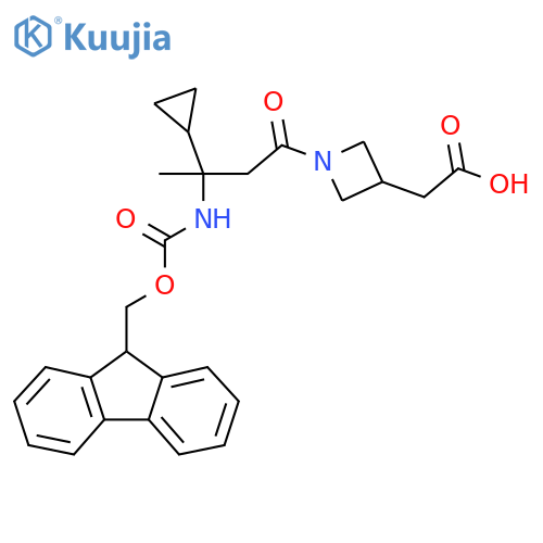 2-{1-3-cyclopropyl-3-({(9H-fluoren-9-yl)methoxycarbonyl}amino)butanoylazetidin-3-yl}acetic acid structure