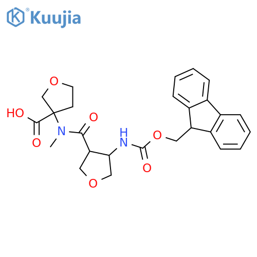 3-N-methyl4-({(9H-fluoren-9-yl)methoxycarbonyl}amino)oxolane-3-amidooxolane-3-carboxylic acid structure