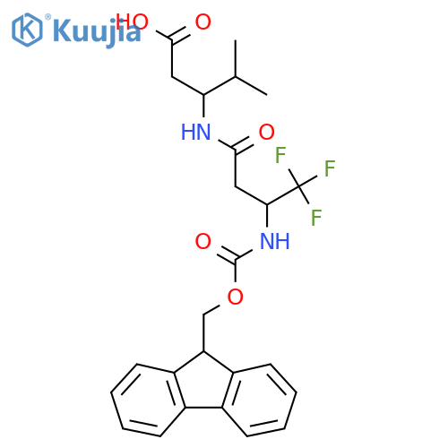 3-3-({(9H-fluoren-9-yl)methoxycarbonyl}amino)-4,4,4-trifluorobutanamido-4-methylpentanoic acid structure