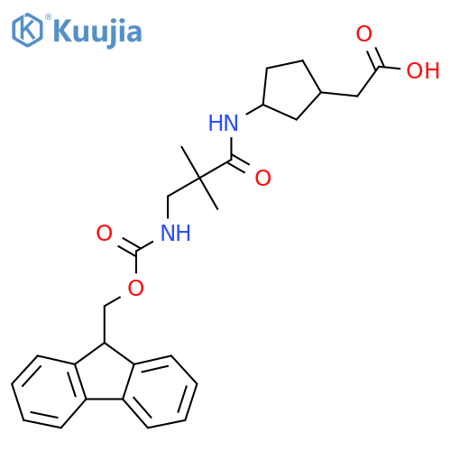 2-{3-3-({(9H-fluoren-9-yl)methoxycarbonyl}amino)-2,2-dimethylpropanamidocyclopentyl}acetic acid structure