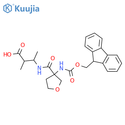 3-{3-({(9H-fluoren-9-yl)methoxycarbonyl}amino)oxolan-3-ylformamido}-2-methylbutanoic acid structure