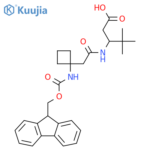3-{2-1-({(9H-fluoren-9-yl)methoxycarbonyl}amino)cyclobutylacetamido}-4,4-dimethylpentanoic acid structure